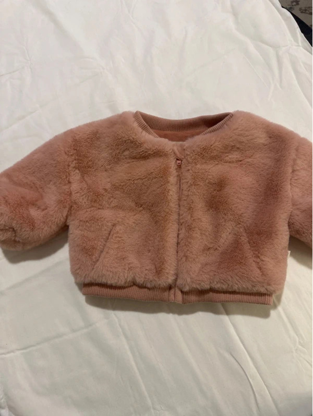 MORI Baby Pink Faux Fur Jacket Cozy Soft 3-6M